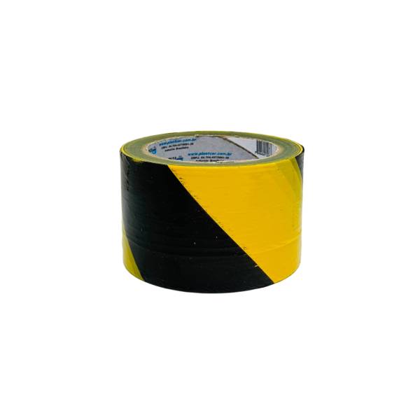 Fita Sinalização Zebrada Amarela e Preta - PLASTCOR